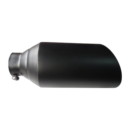 Speedfx EXHAUST TIPS 4 Inch Inlet 8 Inch Outlet Black Stainless Steel Round Angled Cut Rolled Edge 18 414B